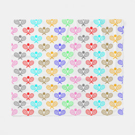 Colorful Tennis Seamless Pattern - Racket and Ball フリースブランケット