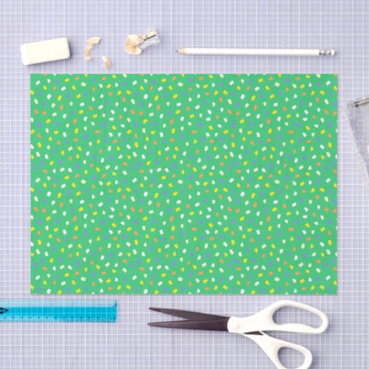 Colorful Terrazzo Confetti Pattern Bright Green 薄葉紙 (クラフト)