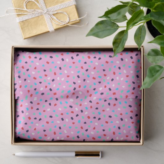 Colorful Terrazzo Confetti Pattern Grapefruit Pink 薄葉紙 (ギフト)