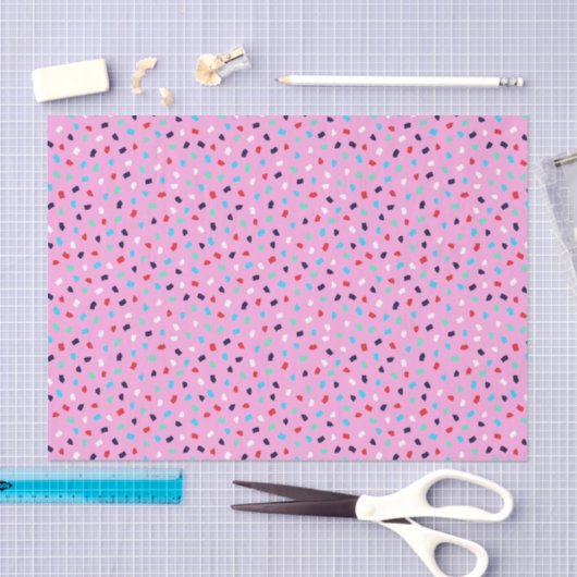Colorful Terrazzo Confetti Pattern Grapefruit Pink 薄葉紙 (クラフト)