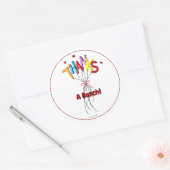 Colorful "Thanks" Spelled by Balloons Large ラウンドシール (封筒)