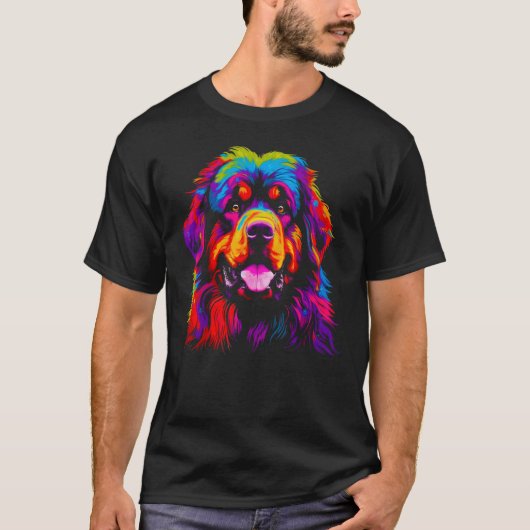Colorful Tibetan Mastiff Dog Tシャツ (正面)