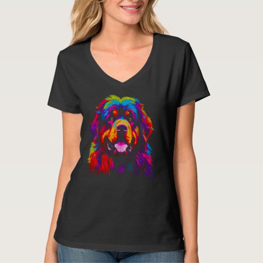 Colorful Tibetan Mastiff Dog Tシャツ (正面)