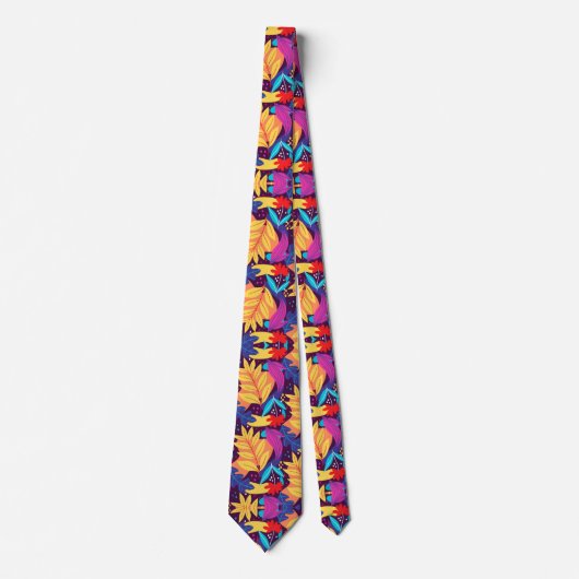 Colorful tie featuring a vibrant tropical design ネクタイ (正面)