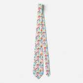 Colorful Tie with Hebrew "Happy Purim" Text ネクタイ (正面)