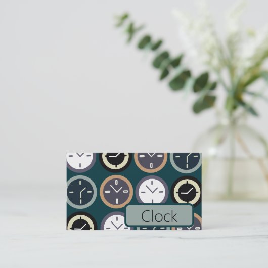 Colorful Time Clock Pattern Repair Watchmaker 名刺 (スタンド正面)