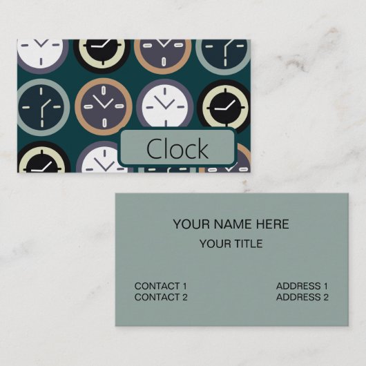 Colorful Time Clock Pattern Repair Watchmaker 名刺 (正面/裏面)