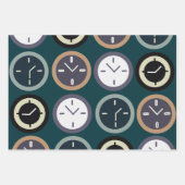 Colorful Time Clock Pattern Watchmaker Birthday  ラッピングペーパーシート (正面3)