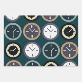 Colorful Time Clock Pattern Watchmaker Birthday  ラッピングペーパーシート