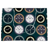 Colorful Time Clock Pattern Watchmaker Birthday ラージペーパーバッグ (正面)