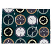 Colorful Time Clock Pattern Watchmaker Birthday ラージペーパーバッグ (裏面)