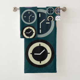 Colorful Time Clock Pattern Watchmaker Horologist バスタオルセット