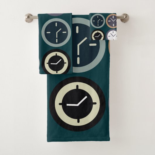 Colorful Time Clock Pattern Watchmaker Horologist バスタオルセット (インサイチュ)