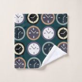 Colorful Time Clock Pattern Watchmaker Horologist バスタオルセット (ウォッシュタオル)
