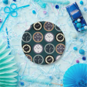 Colorful Time Clock Pattern Watchmaker Party ペーパープレート (パーティー)
