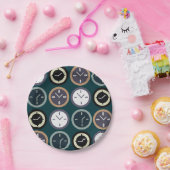 Colorful Time Clock Pattern Watchmaker Party ペーパープレート (パーティー)