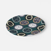 Colorful Time Clock Pattern Watchmaker Party ペーパープレート (アングル)