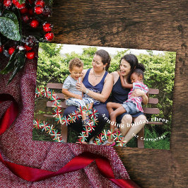 Colorful Tinsel Garland Christmas Photo Card 招待状