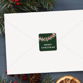 Colorful Tinsel Garland Merry Christmas Sticker スクエアシール