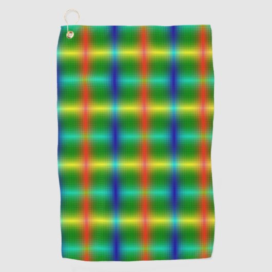 Colorful towel featuring a vibrant plaid pattern  ゴルフタオル (正面)
