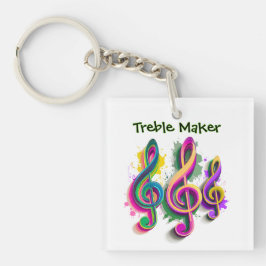 Colorful Treble Clef Music Design キーホルダー