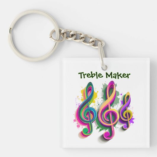 Colorful Treble Clef Music Design キーホルダー (正面)