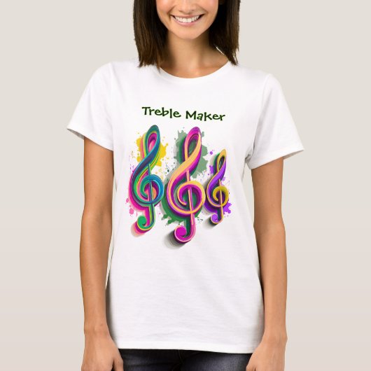 Colorful Treble Clef Music Design Tシャツ (正面)