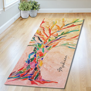 Colorful Tree Monogram Name Zen ヨガマット