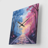 Colorful Trees スクエア壁時計 (傾斜)
