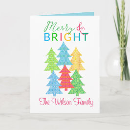 Colorful Trees Merry & Bright Christmas Card シーズンカード