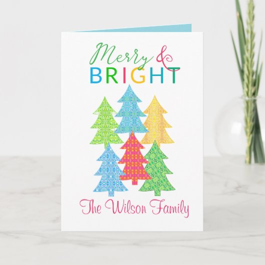 Colorful Trees Merry & Bright Christmas Card シーズンカード (正面)