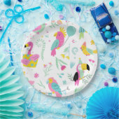 Colorful tropical birds ペーパープレート (パーティー)