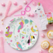 Colorful tropical birds ペーパープレート (パーティー)