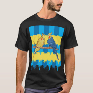 Colorful Tropical Birds Illustration Artwork. Tシャツ