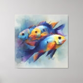 Colorful Tropical Fish Triptych Canvas Wall Art キャンバスプリント (正面)