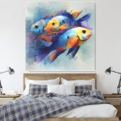 Colorful Tropical Fish Triptych Canvas Wall Art キャンバスプリント (インサイチュ (寝室))