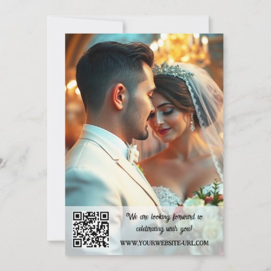 Colorful Tropical Flamingo Wedding Reception Photo 招待状 (裏面)