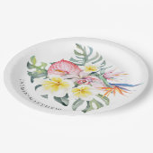Colorful Tropical Floral Botanical Wedding  ペーパープレート (アングル)