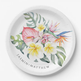 Colorful Tropical Floral Botanical Wedding  ペーパープレート