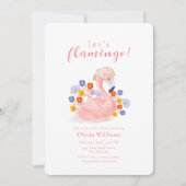 Colorful Tropical Floral Flamingo Baby Shower 招待状 (正面)