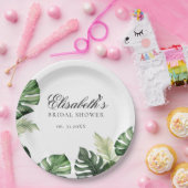 Colorful Tropical Floral | Greenery bridal shower  ペーパープレート (パーティー)