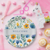 Colorful Tropical Floral Watercolor Welcome Paper  ペーパープレート (パーティー)