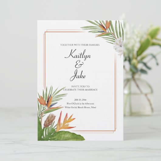 Colorful Tropical Floral Wedding Invitation 招待状 (スタンド正面)