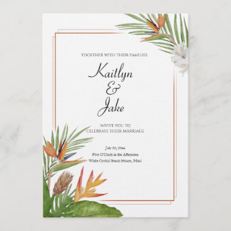 Colorful Tropical Floral Wedding Invitation 招待状