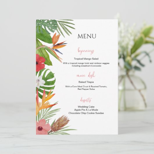 Colorful Tropical Floral  Wedding Menu メニュー (スタンド正面)