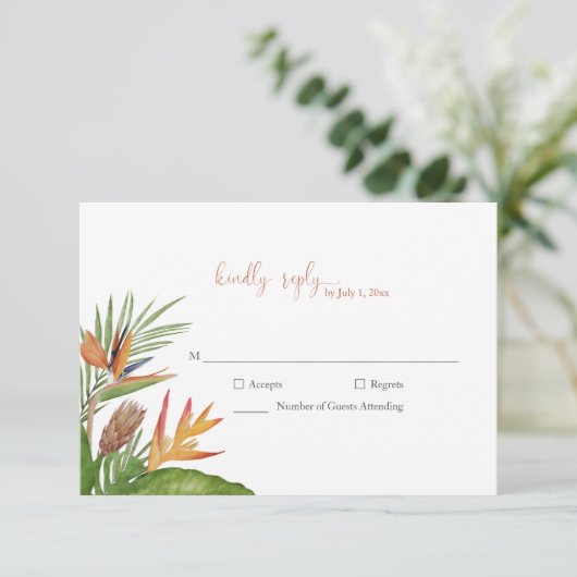 Colorful Tropical Floral Wedding RSVP (スタンド正面)