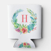 Colorful Tropical Flowers Wreath 缶クーラー (裏面)