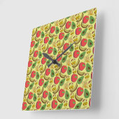Colorful tropical fruit seamless pattern スクエア壁時計 (傾斜)