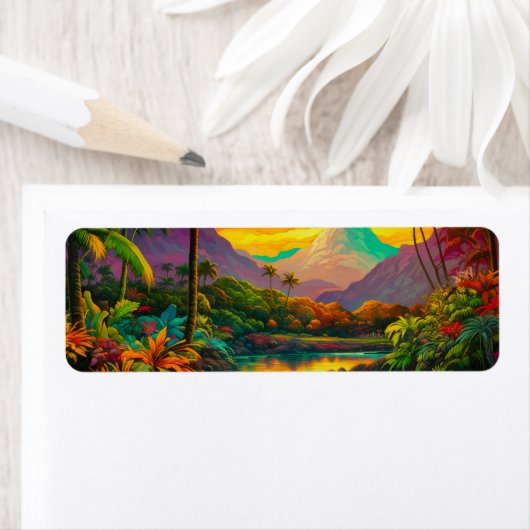 Colorful Tropical Island Paradise   ラベル (インサイチュ)