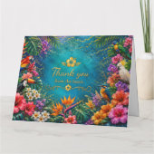 Colorful Tropical Paradise Exotic Birds & Flowers カード (裏面)